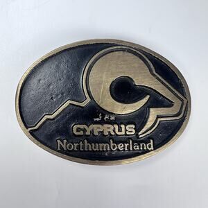 Vintage Cyprus Northumberland RAM Solid Brass Belt Buckle DynaBuckle Provo Utah